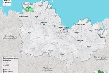 Carte du canton de Lannion dans les Côtes d'Armor