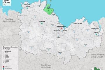Carte du canton de Paimpol dans les Côtes d'Armor