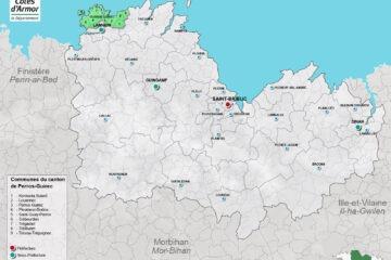 Carte du canton de Perros-Guirec dans les Côtes d'Armor