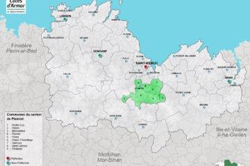 Carte du canton de Plaintel dans les Côtes d'Armor