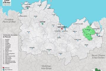 Carte du canton de Plancoët dans les Côtes d'Armor