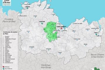 Carte du canton de Plélo dans les Côtes d'Armor