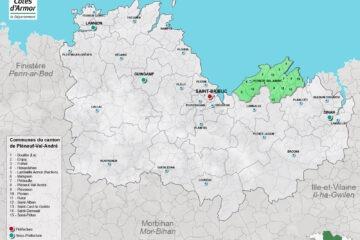Carte du canton de Pléneuf-Val-André dans les Côtes d'Armor