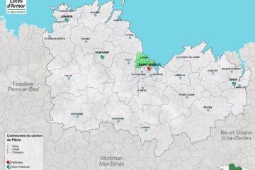 Carte du canton de Plérin dans les Côtes d'Armor
