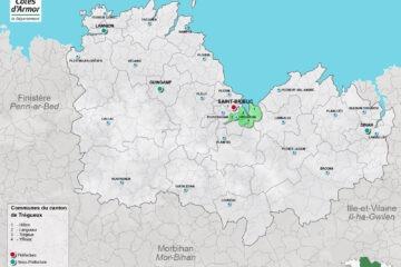 Carte du canton de Trégueux dans les Côtes d'Armor