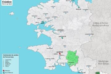 Carte du canton de Concarneau dans le Finistère.