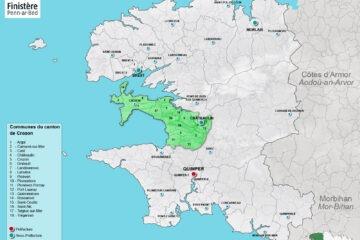 Carte du canton de Crozon dans le Finistère.