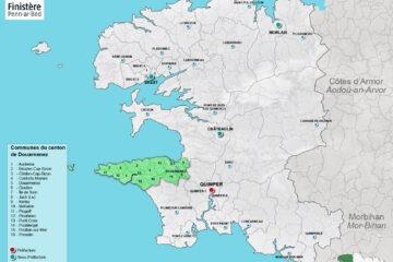 Carte du canton de Douarnenez dans le Finistère.