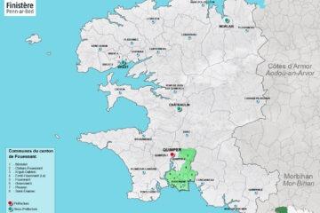 Carte du canton de Fouesnant dans le Finistère.