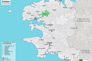 Carte du canton de Landerneau dans le Finistère.