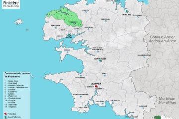 Carte du canton de Plabennec dans le Finistère.