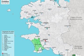 Carte du canton de Plonéour-Lanvern dans le Finistère.