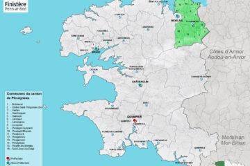 Carte du canton de Plouigneau dans le Finistère.