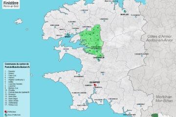 Carte du canton de Pont-de-Buis-lès-Quimerc'h dans le Finistère.