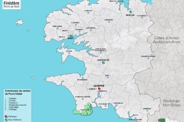 Carte du canton de Pont-l'Abbé dans le Finistère.