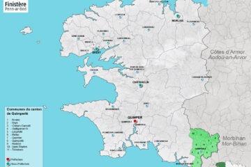 Carte du canton de Quimperlé dans le Finistère.