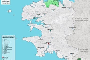 Carte du canton de Saint-Pol-de-Léon dans le Finistère.