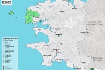 Carte du canton de Saint-Renan dans le Finistère.