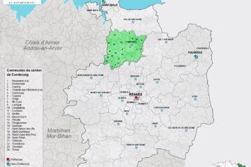 Carte du canton de Combourg en Ille-et-Vilaine