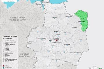 Carte du canton de Fougères-2 en Ille-et-Vilaine