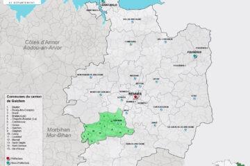 Carte du canton de Guichen en Ille-et-Vilaine