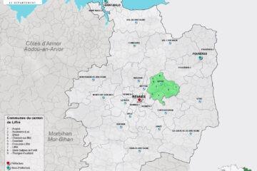 Carte du canton de Liffré en Ille-et-Vilaine