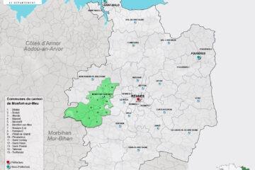 Carte du canton de Montfort-sur-Meu en Ille-et-Vilaine