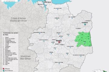 Carte du canton de Vitré en Ille-et-Vilaine