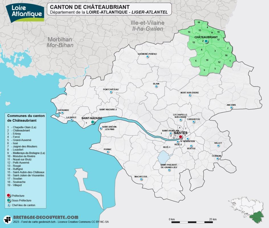Carte du canton de Châteaubriant en Loire-Atlantique