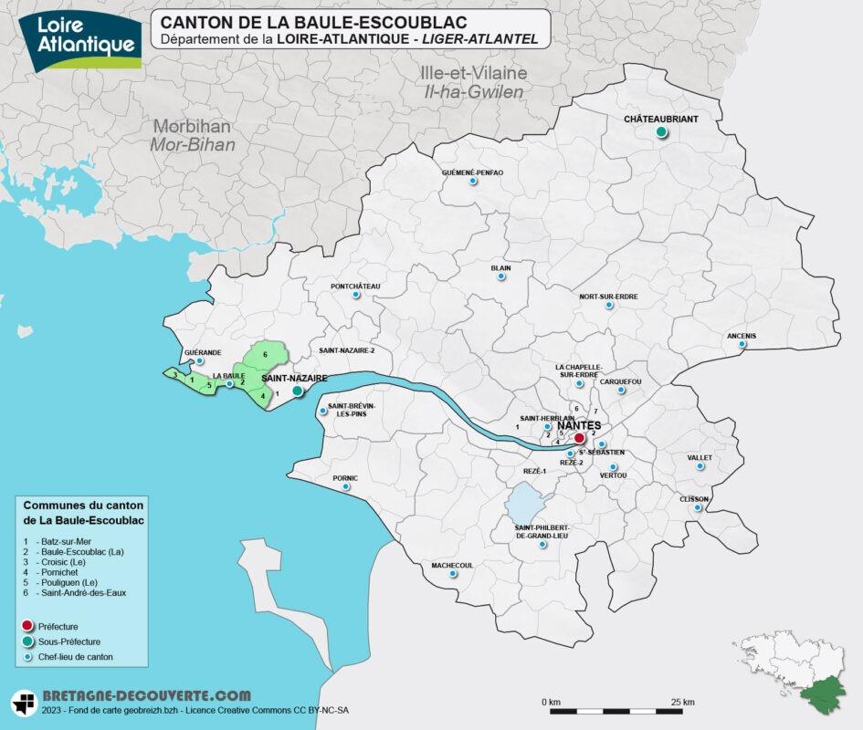 Carte du canton de La Baule-Escoublac en Loire-Atlantique