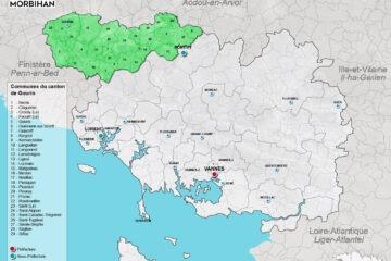 Carte du canton de Gourin dans le Morbihan