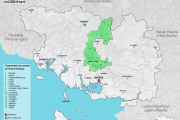 Carte du canton de Grand-Champ dans le Morbihan