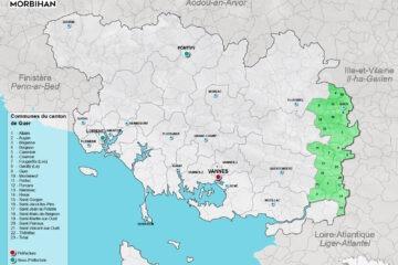 Carte du canton de Guer dans le Morbihan