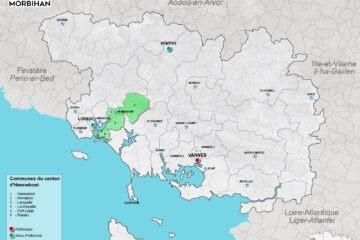 Carte du canton d'Hennebont dans le Morbihan