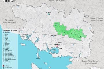 Carte du canton de Moréac dans le Morbihan