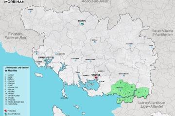 Carte du canton de Muzillac dans le Morbihan