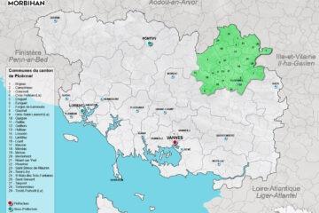 Carte du canton de Ploërmel dans le Morbihan