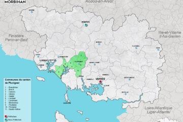 Carte du canton de Pluvigner dans le Morbihan
