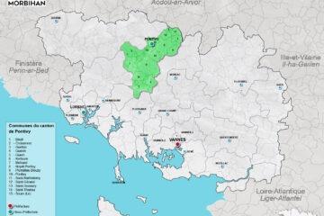 Carte du canton de Pontivy dans le Morbihan
