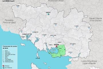Carte du canton de Séné dans le Morbihan