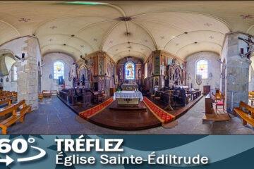 Vignette de la visite virtuelle de l'église Sainte-Édiltrude de Tréflez.