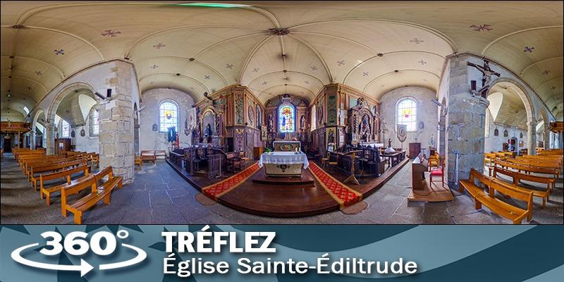 Vignette de la visite virtuelle de l'église Sainte-Édiltrude de Tréflez.