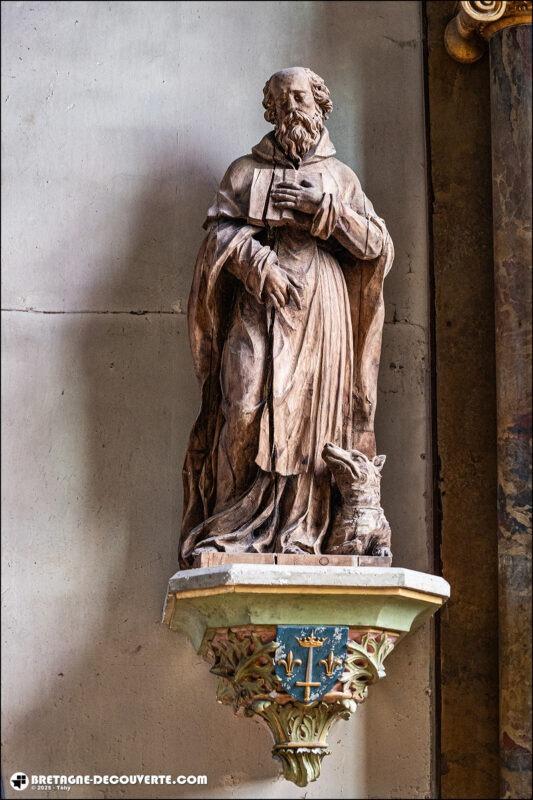 la statue de Saint-Hervé dans l'église Saint-Pierre de Plouguin.