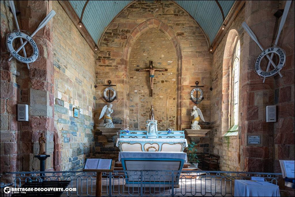 Le chœur de la chapelle Notre-Dame de Rocamadour à Camaret-sur-Mer.