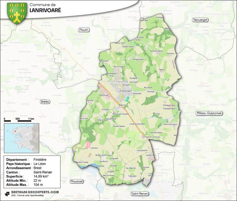Carte de la commune de Lanrivoaré.