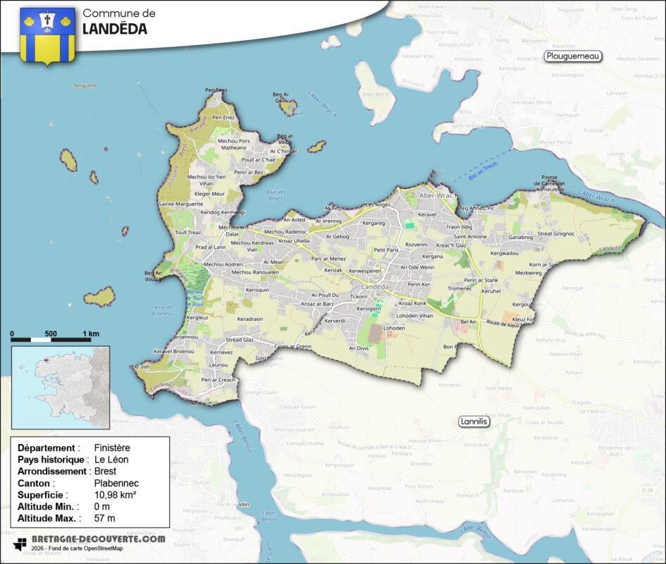Carte de la commune de Landéda..